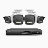H500P - 3K 4 Channel 4 Cameras PoE Security System, Color & IR Night Vision, 3072*1728 Resolution, f/1.6 Aperture (0.005 Lux), Human & Vehicle Detection, Built-in Microphone,IP67